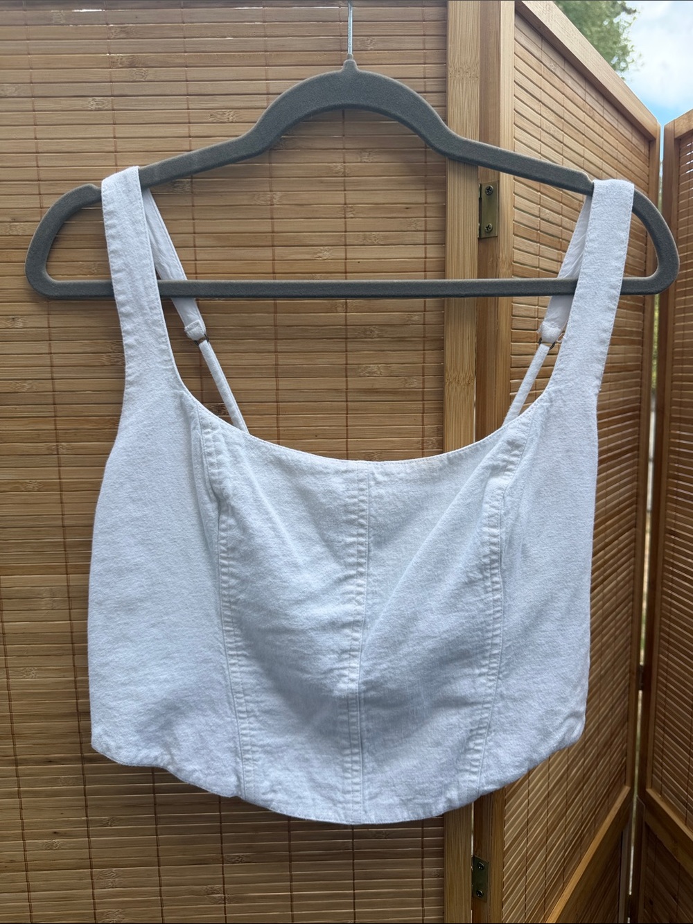 Abercrombie & Fitch White Square-Neck Crop Tank
